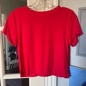 Beyond Yoga Featherweight Candy Red Cropped Tee